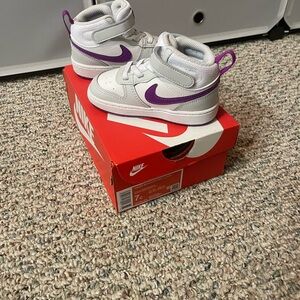 NWT - Nike Kids Sneakers in White and Purple. Pet/smoke free home